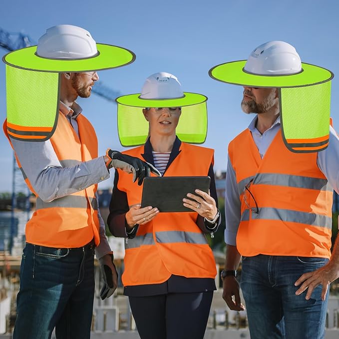 Jspupifip 20 Pack Hard Hat Sun Shade Full Brim Sun Shield High Visibility Visor with Reflective Strip for Hard Hat Accessories Construction Sites