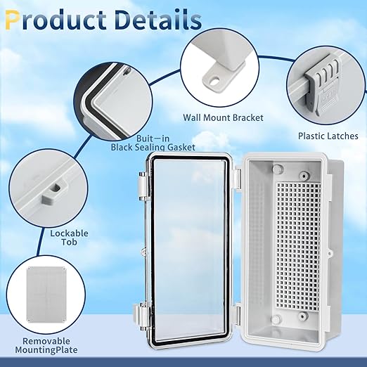 Waterproof Junction Box Project Outdoor Weatherproof ABS Plastic Box Impact-Resistant Weatherproof Electrical Enclosure for Garden, Garage, Solar, and Marine Applications Clear (7.8"x3.8"x2.9")