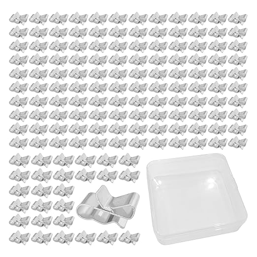 150Pcs Trailer Frame Wire Clips, Stainless Steels Trailer Wiring Clips, 22mm Length Solar Panel Cable Clips Double Wire Clamps for Boat Trailer Cable PV Wire with Organizer Box