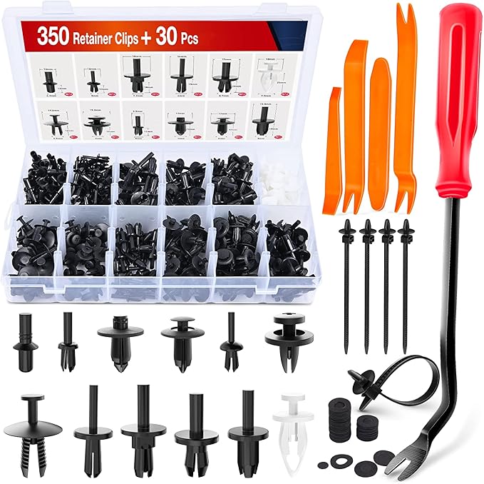 Nilight 380pcs Car Retainer Clips & Fastener Remover with 12 Most Popular Sizes Auto Push Pin Rivets Set Door Trim Panel Clips 2 Years Warranty