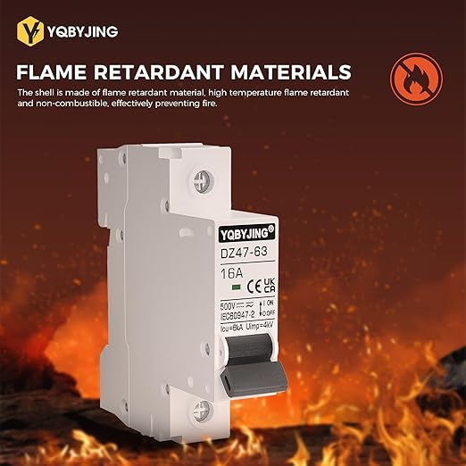 DC Circuit Breaker 16 Amp Solar Panel Disconnect Switch 12V-500V 1 Pole Miniature Solar Circuit Breaker for Outdoor PV Homes Battery, AC 110V DIN Rail MCB