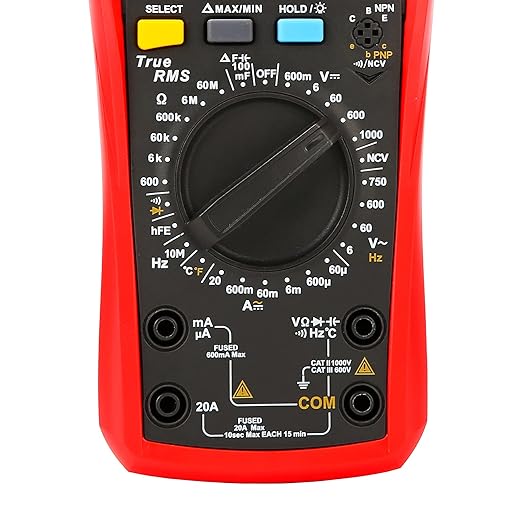 UNI-T Multimeter Kit UT890C True RMS 6000Counts Volt Meter Ohmmeter, Ac Dc Voltage Current Amp Capacitance Meter Temperature hFE Diode Continuity Test NCV for Automotive HVAC