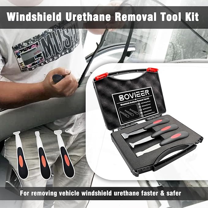 Windshield Urethane Scraper Tool Kit, Car Glass Bottom Glue Remover Tools, Windshield Removal Tool Set for Removing Glass Residues