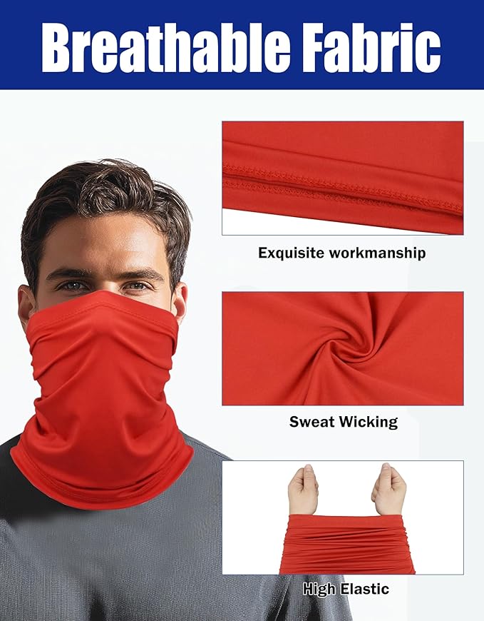 JHYWELL Cooling Neck Gaiter Face Mask, UV Protection Masks Gator, Windproof Bandana for Skiing, Fishing, Hiking, Cycling
