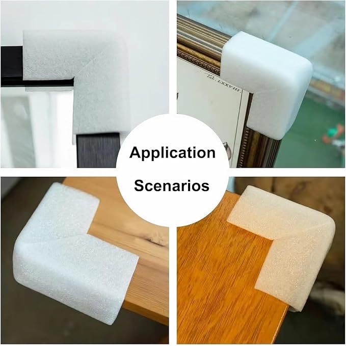32Pcs Foam Edge Corner Protectors U-groove for Packaging Picture Frames, TV, Mirrors, Glass and Furniture, L-shaped Cushioning Transport Mobile Packaging for thickness of about 0.5inch
