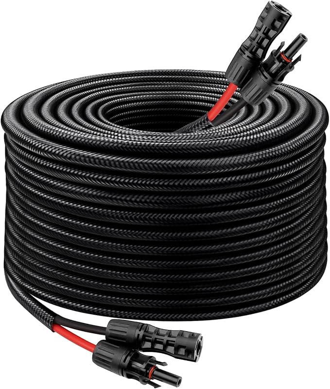 Solar Panel Extension Cable - 8AWG 75FT Solar Wire with Female & Male Waterproof Connector Flame Retardant Protective Sleeving PV Wire for RV, Photovoltaic Systems, Home, Boat, Solar Panels, Car