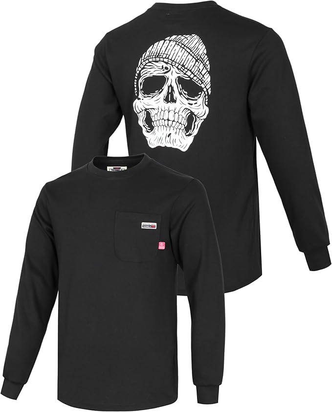 TICOMELA FR Shirts for Men Flame Resistant Shirt NFPA2112/CAT2 7oz Fire Retardant Men's Long Sleeve Henley Shirts