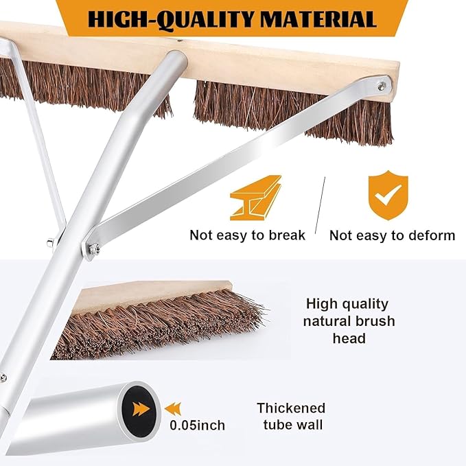 Leaf Roof Brush and Roof Rake, 21 Ft Adjustable Length Roof Cleaning Tool, Remove Roof Leaves Safely, with Natural Brush Head, Lightweight, Easy to Use & Store