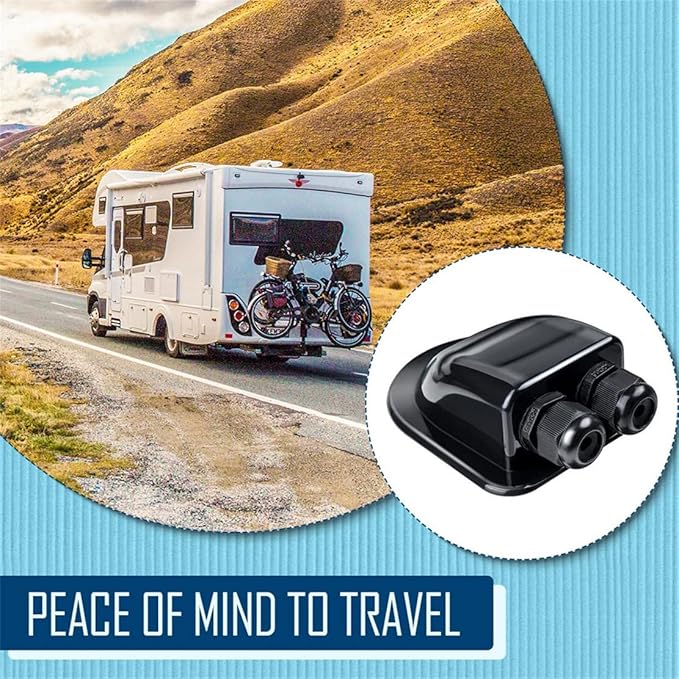 Solar Cable Entry Gland Waterproof Double Cable Connector Cover Solar Photovoltaic Junction Box Plastic Bracket Curved ABS Dual Wire Entry Housing for Solar Panels of RV, Caravan Boat
