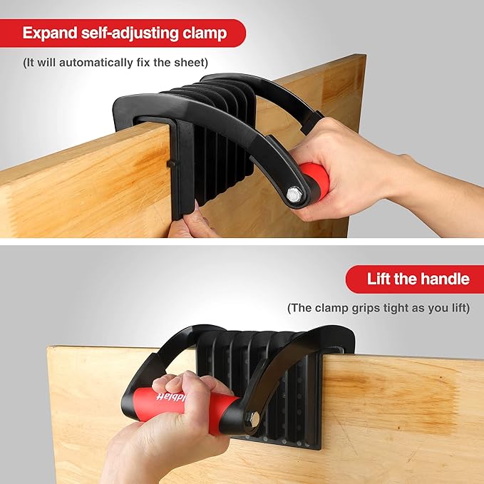 Goldblatt 2 Pack Panel Carrier, Plywood Lifting Tool, Drywall Carrying Tool - Plywood Carriers Tool for Wood, Synthetic Cement Board - Clamping Thickness up to 1 inch