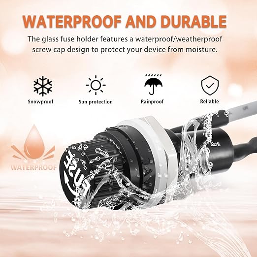 5 Pack Panel Mounted Fuse Holder 5x20mm Screw Cap Fuse Holder 250V AC 10A 125V AC 15A 12V DC Fuse Holder with Pre-Soldered Wires and 10A/15A Fast Blow Glass Fuse kit(5 * 20mm)