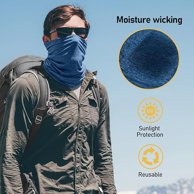 TICONN Neck Gaiter Face Cover Scarf, Neck Warmer Breathable Sun & Wind-proof for Skiing Fishing Hiking Cycling