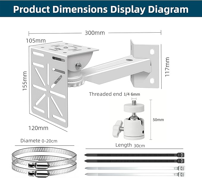 Security Camera Mount System - Modular 3-in-1 Adjustable Clamp-on Bracket | Fit Pole/Corner/Wall, ndoor Outdoo Screw & Clamp Installation for CCTV, Flood Lights, Solar Panels