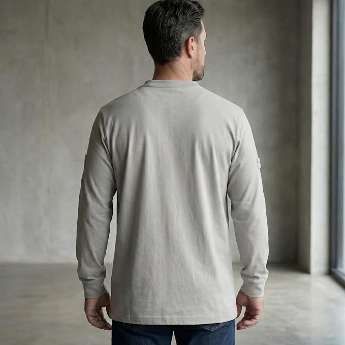 ARCCAPTAIN FR Shirts for Men 8oz 100% Cotton Fire Resistant Henley Shirt CAT2 NFPA2112 Welding Work Long Sleeve Clothing