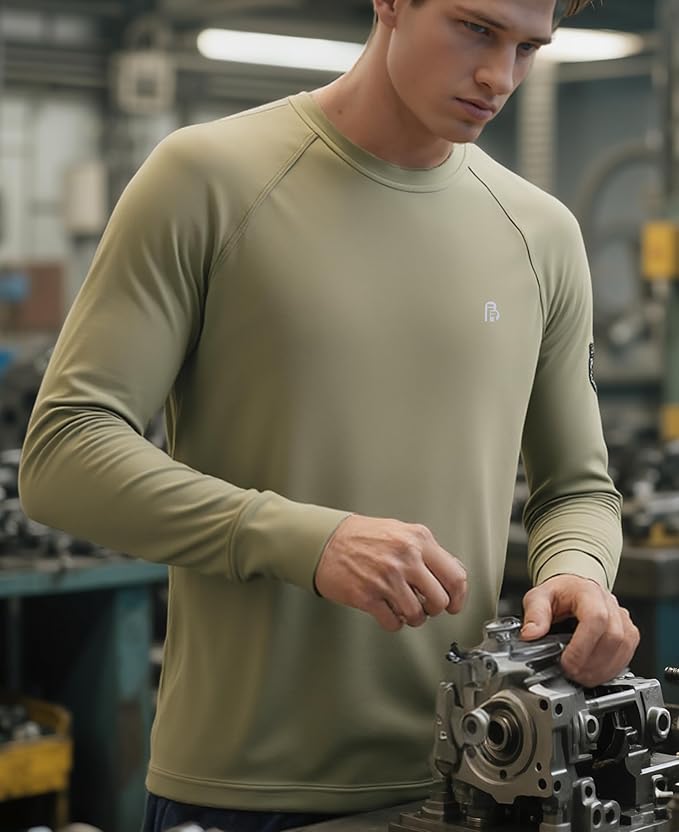 BOCOMAL FR Shirt 7oz Heavyweight Flame Resistant Shirts for Men Fire Retardant Long Sleeve Crew Work Shirts CAT2