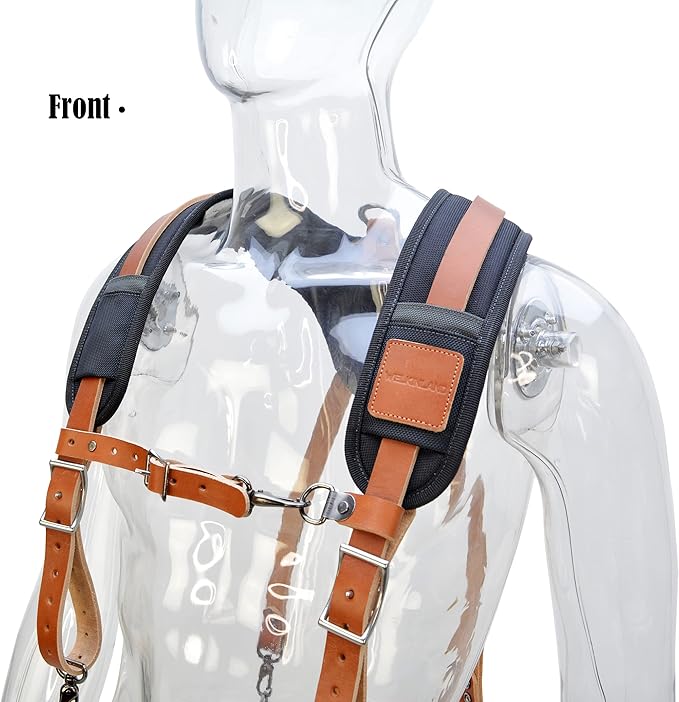 WELKINLAND Top-Grain Tool Belt Suspenders for Men, Heavy-Duty Tool Belt Suspenders, Construction Comfy Padded Tool Belts Suspender