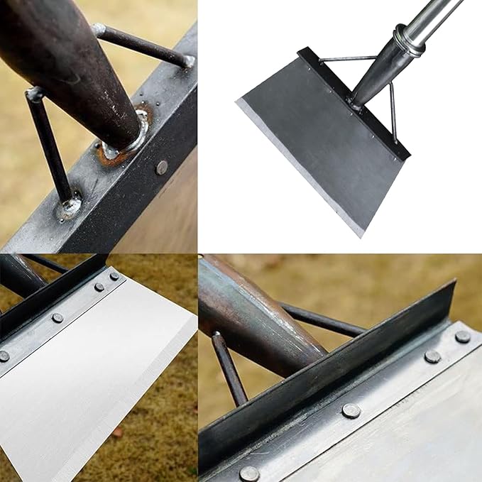 56.4" Metal Snow Shovel for Walkway, Multifunctional Garden Shovel for Sidewalk Scraping, Weeding, Digging, Snow Removal