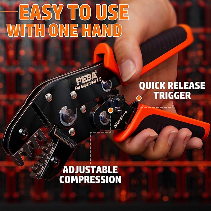 PEBA Crimping Tool and Waterproof Automotive Connectors Kit, 1/2/3/4-Pin Automotive Electrical Male/Female Connector Plug and Ratchet Crimper Tool AWG 22-14, for Cars, Motorcycles & Boats