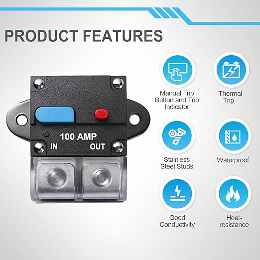 300 Amp Circuit Breaker with Manual Reset Switch for RVs Trolling Boat Marine Truck Vehicles Stereo Audio Electronic Battery Solar System, 12V-48VDC Waterproof