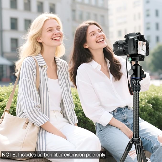 Koolehaoda Tripod Extension Pole, 2-Section Center Column Carbon Fiber Extender Rod Telescopic Stick Monopod with Arca Port for Tripod/Ball Head/Gimbal/Camera, Max Load 33lb