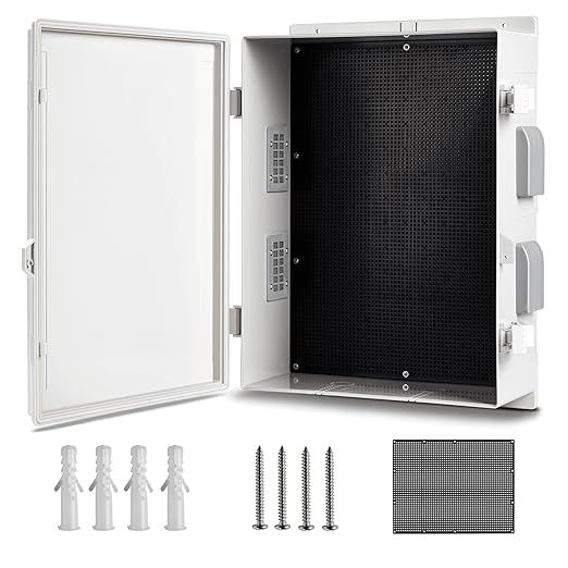 Outdoor Waterproof Electrical Junction Box, ABS Water Resistant Enclosure with Internal Mounting Panel & Hinged Cover (18.1" H* 12.6" L* 6.3" W)
