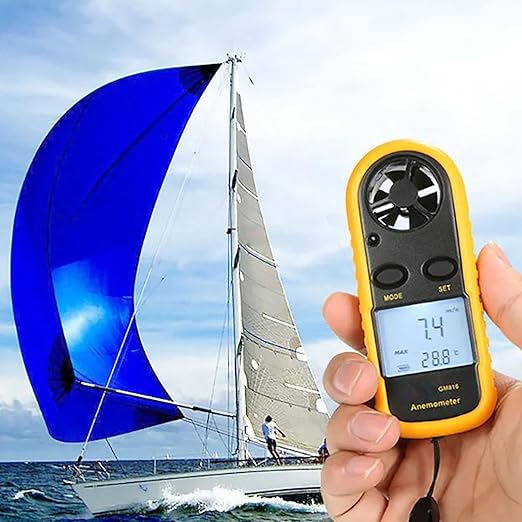 Buachois Anemometer Handheld,Digital Wind Speed Meter,Wind Speed Temperature Gauge with Digital LCD Display,for Measuring Wind Speed, Temperature and Wind Chill