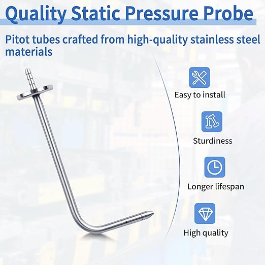Static Pressure Probes HVAC Fits for Fieldpiece Manometer AMIN2, ADMN2, SDMN5, Pitot Static Tube with Magnetic Flange(2 Pack)
