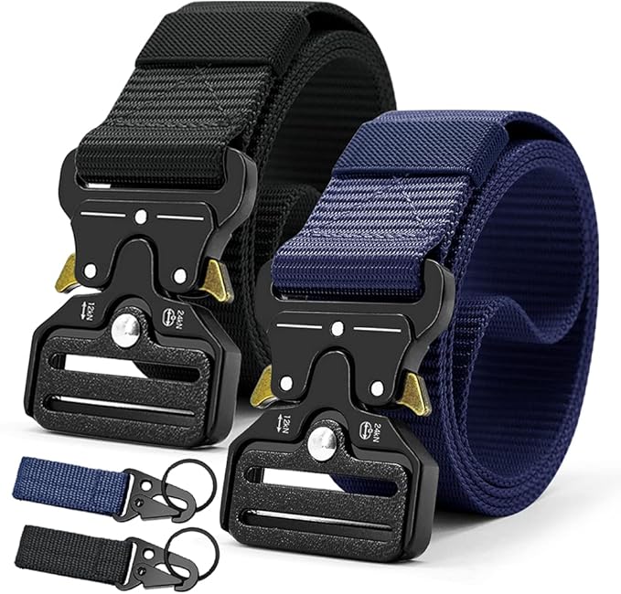 DOOPAI Tactical Belt for Men, 3Pack Military Nylon Web with Heavy Duty Quick Release Metal Buckle