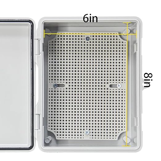 Outdoor Electrical Junction Box Waterproof ABS Plastic Electrical Box with Latch with Mounting Plate Gray Cover 8.6"x6.6"x4.3"