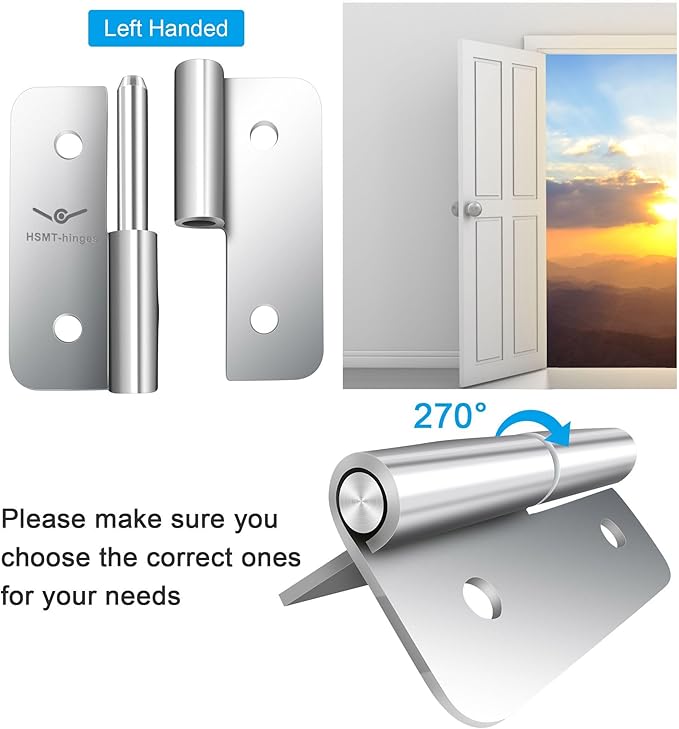 2.5 Inch Lift Off Hinges, Stainless Steel 304 Small Slip Joint Flag Hinge, Removable for Wooden Metal Doors, Cabinet Doors, Metal Boxes and More (Left Handed, 12 PCS)