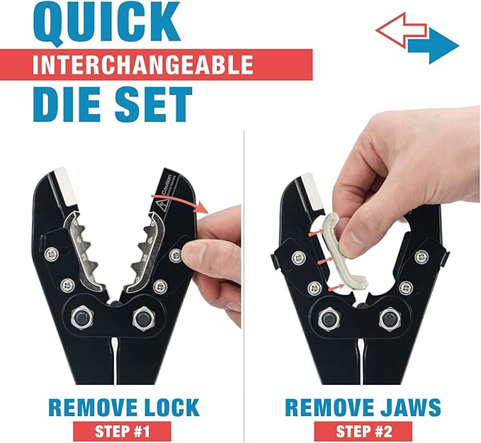 iCrimp Battery Cable Lug Crimping Tool Kit for 8, 6, 4, 2, 1,1/0, 2/0, 3/0, 4/0 AWG Copper Ring Terminals, Battery Cable Ends, Copper Splice, c/w Radial Wire Stripper