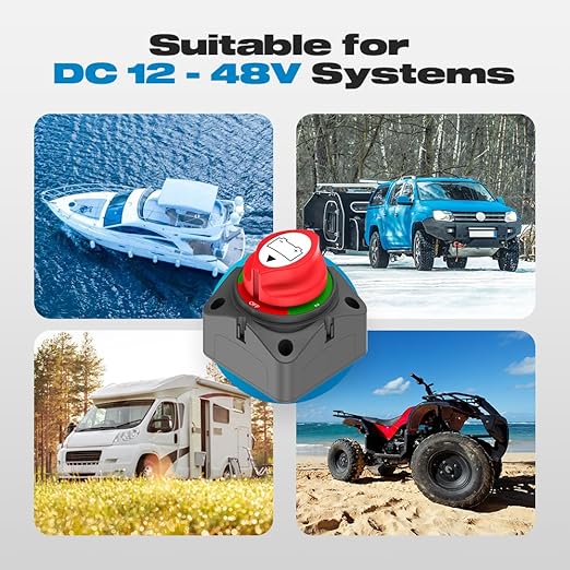 Battery Disconnect Switch, Malictele 200A 1-2-Both-Off Marine Dual Battery Switch 12-48V Waterproof Heavy Duty Battery Isolator Switch for Car Vehicle RV and Boat