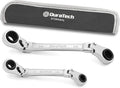 DURATECH 4-in-1 Flex-Head Reversible Ratcheting Box Wrench Set, SAE, 2-Piece, 5/16'' to 3/4'', 12 Point, CR-V Steel, with Rolling Pouch