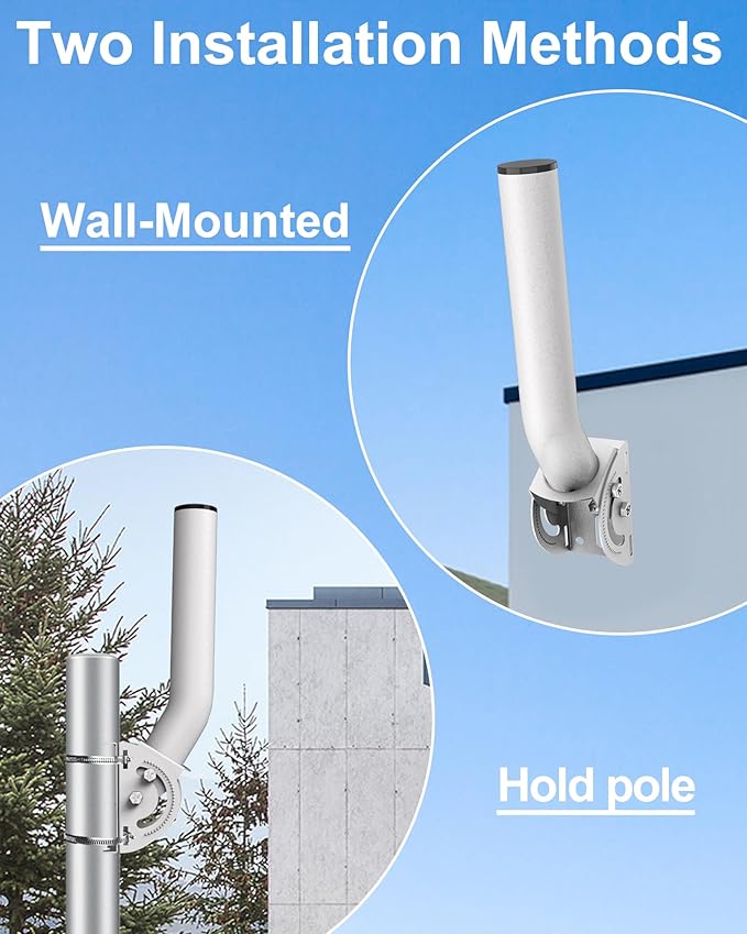 Wireless Bridge Mount, 4-Pack 11 in Dual Screw Locking J Pole Mounting Bracket for Wall or Pole, 160° Angle Adjustable, 1.38 in OD, for CPE, Access Point, TV Antenna or Weather Station