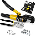 Hydraulic Crimping Tool and Cable Cutter,12 AWG to 2/0 (00), 10 Tons Battery Cable Crimper with 9 Crimping Dies, Hydraulic Wire Crimper Kit for Cable Lug, Ring Terminals, Wire Rope