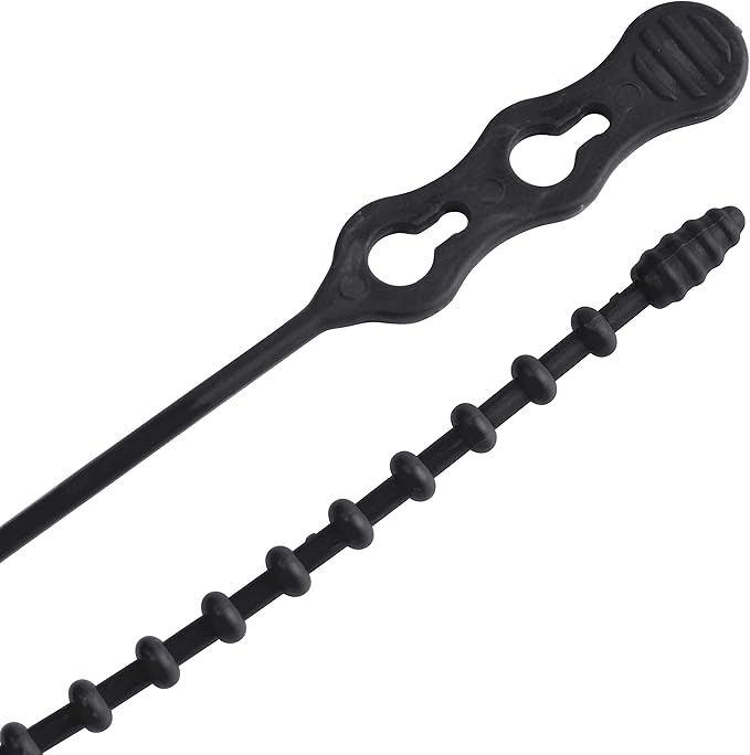Gardner Bender 45-8BEADBK Beaded Cable Tie Wrap, 8 inch, 70 lb, Reusable, Adjustable Wire and Cord Management, 15 Pk, UV Resistant Black