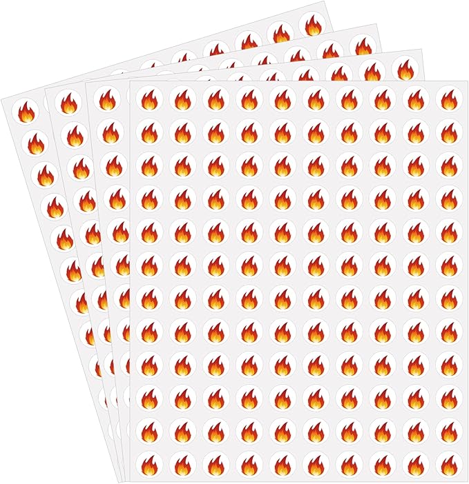 2400 Pcs Small Sticker for Kids,Mini Fire Sticker Cartoon Paper Small Decals Cute Self-Adhesive Stickers for Summer Party Envelopes Scrapbook Gifts DIY Supplies,0.5in（Fire）