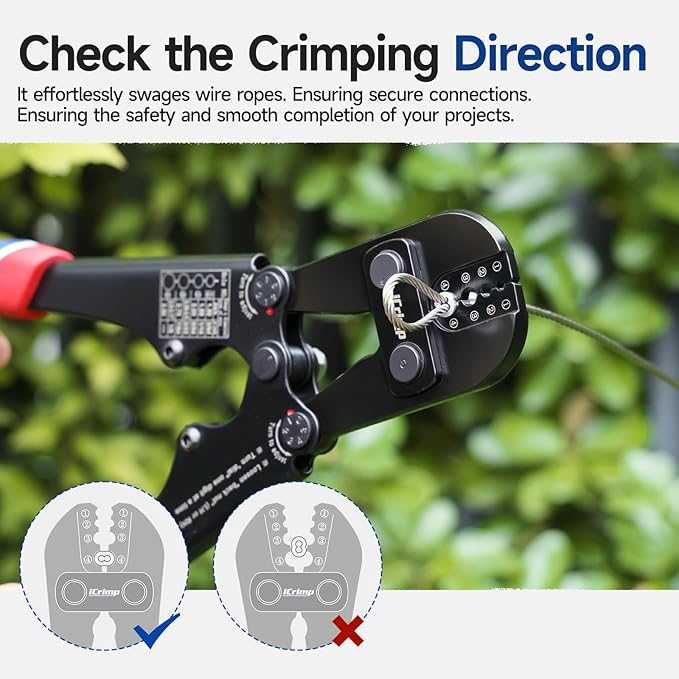 iCrimp Wire Rope Swager, 3/64-inch to 1/8-inch Wire Rope Crimping Tool with Cutter and 375pcs Sleeve Set, Fishing Crimping Tool IWS-1608M & CWR-60