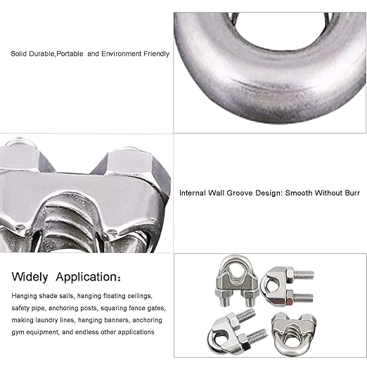 20Pcs M2 Wire Rope Clamp 304 Stainless Steel 1/16 inch Wire Rope Cable Clip Clamp