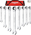 Egofine 8-Piece Ratcheting Wrench Set, Cr-V Steel Mertic Wrench Set from 7mm to 17mm wrench, 72 Teeth Ratchet Wrench, 12 Point Open End & Box End Combination wrench set with Roll Up Pouch