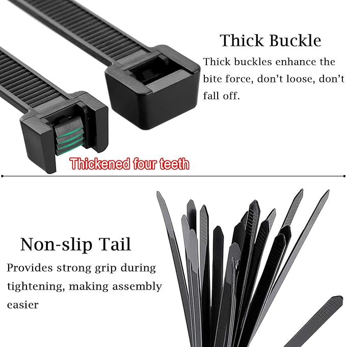 Long Zip Ties Heavy Duty 24 inch, Large Zip Ties with 175 lbs Tensile Strength, Big Cable Ties, Black, 45 Pack, by AGAOTIAN