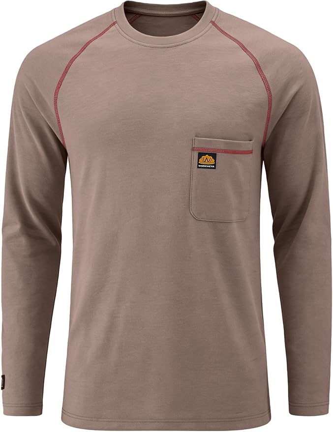 WORKWEYA FR Shirts Flame Resistant Shirt 6.5oz Men's NFPA 2112/CAT2 Long Sleeve Shirt