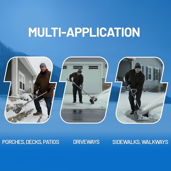 Litheli Cordless Snow Shovel 20V, Brushless Lightweight Electric Power Shovel for Snow Removal, Includes 4.0 Ah Battery, Easy to Use Snow Blower for Driveways, Sidewalks, Decks & Patios