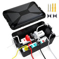 TOTUFY Large Outdoor Electrical Box Waterproof (12.9 x 8.3 x 5.2 inch), IP54 Weatherproof Extension Cord Cover with 7 Cable Seal Entry, Protect Power Strip, Timer Outlet Plug, Holiday Light, Black