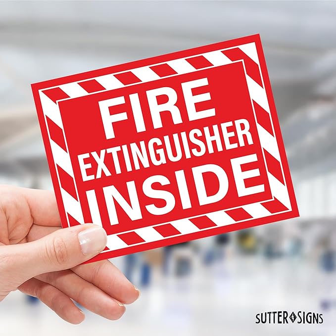 10pcs Fire Extinguisher Inside Stickers | Self Adhesive Weatherproof Vinyl Fire Extinguisher Decals, Perfect for Indoor/Outdoor Use, Trucks, RVs, Vehicles