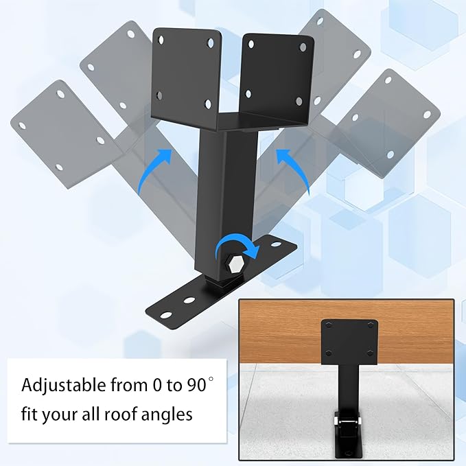 3Pcs Roof Riser Brackets Kit,Pergola Roof Riser Beam Bracket,Heavy Duty Pergola Brackets, ,Adjustable Saddle Roof Riser Post for Gazebo -Includes Screws