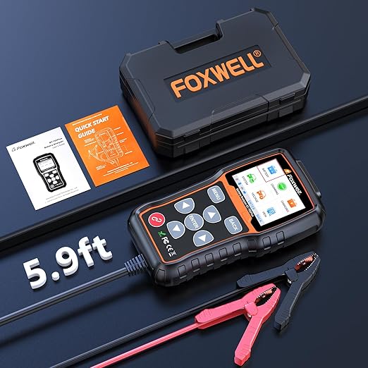 FOXWELL BT705 PLUS Car Battery Tester 24V 12V Load Tester, 100-2000CCA Automotive Alternator Tester Digital Cranking Charging System Tester for Car Truck Marine ATV, Upgraded of BT705