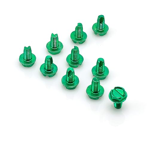 THE CIMPLE CO 1/2 in (13 mm) Self-Tapping Ground Screws - 10-32 Ground Screws - Electrical Grounding - Hex Head - Stainless Steel - Green, 10 Pieces