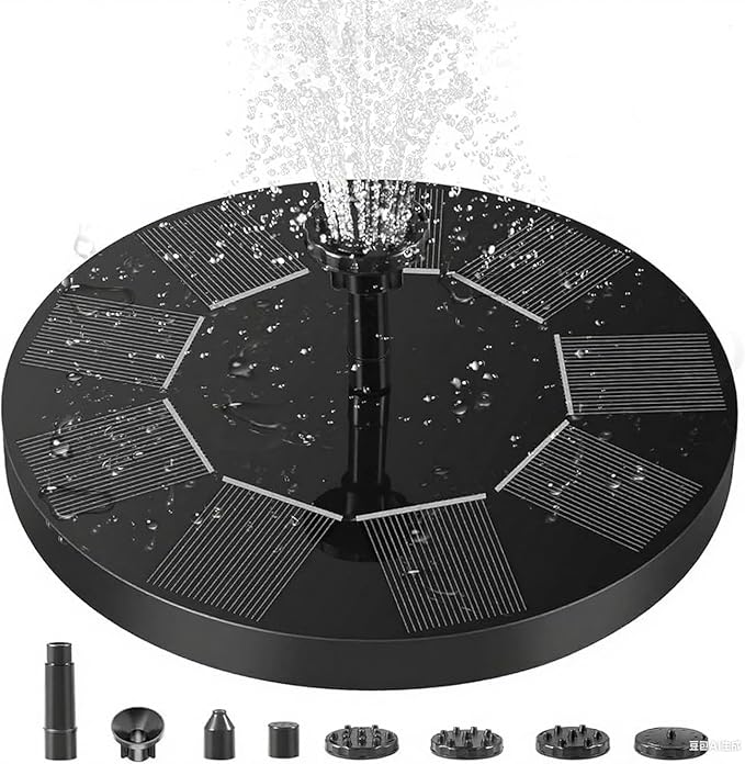 Solar Bird Bath Fountain Pump, 2025 Upgrade 2.5W Solar Fountain with 6 Nozzle, Standing Floating Powered Water Pump for Bird Bath, Garden, Pond, Pool, Outdoor