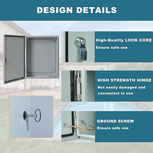 Waterproof Electrical Enclosure 16 x 16 x 6'', Outdoor Electrical Box Weatherproof, Electrical Junction Box with Reinforced Lock